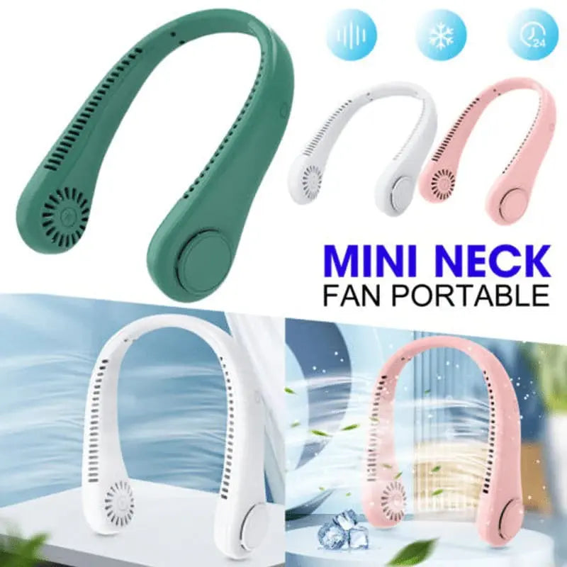 Mini Neck Portable No Bladeless Hanging Neck Rechargeable Air Cooler Mini Summer Sport Fan