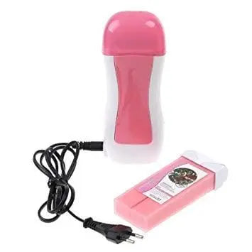 3 in 1 Depilatory Wax Roll On Heater With Epilator Machine with Wax Refill and Strips for Women