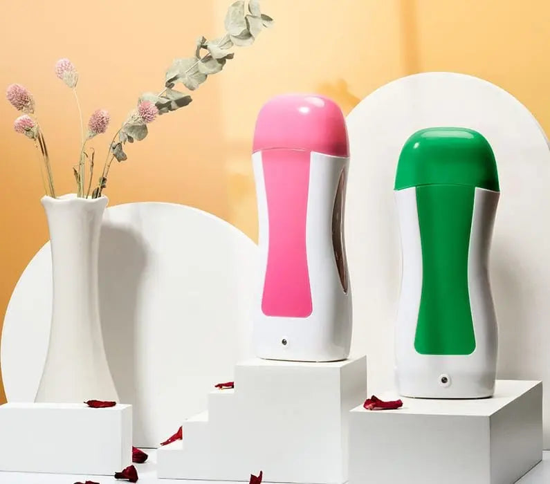 3 in 1 Depilatory Wax Roll On Heater With Epilator Machine with Wax Refill and Strips for Women