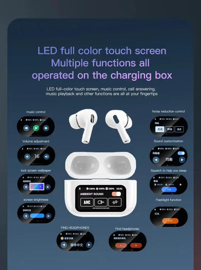 A9 Pro ANC/ENC Display Wireless Earbuds - With Free Cash on Delivery