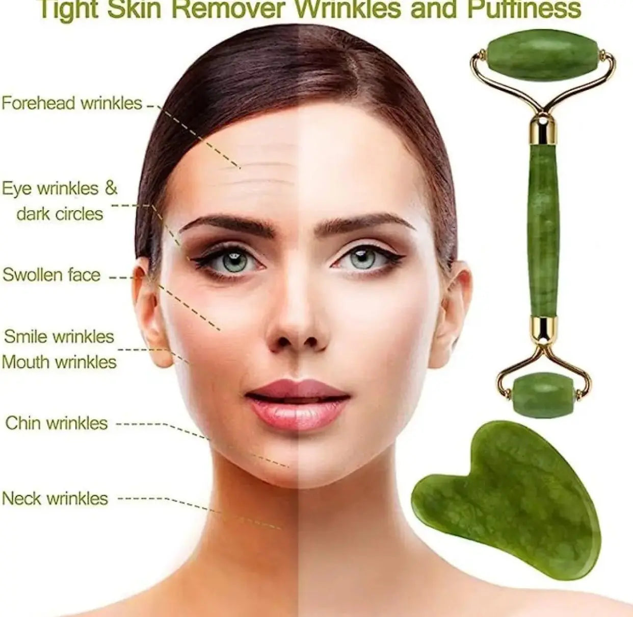 Jade Roller Face Massager – Natural Stone for Glowing Skin