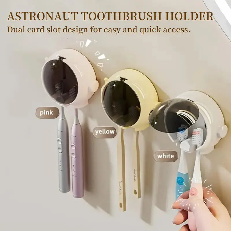 Astronaut Cartoon Toothbrush Holder No Drill Bathroom Electric Toothbrush Storage Rack Pack Of 3