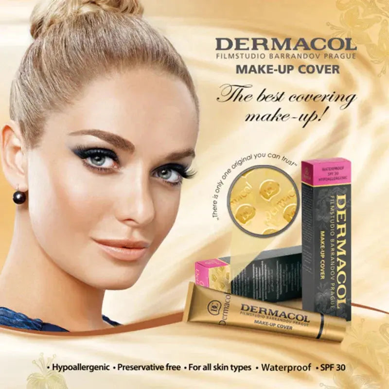 Dermacol tube Makeup Base Liquid Foundation Cover Freckles Acne Marks Waterproof