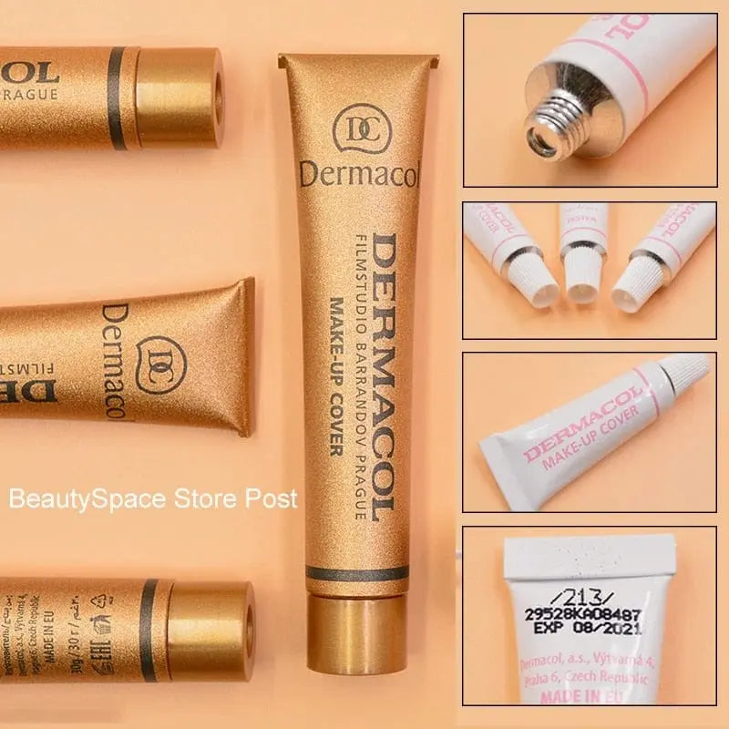 Dermacol tube Makeup Base Liquid Foundation Cover Freckles Acne Marks Waterproof