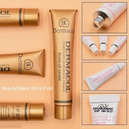 Dermacol tube Makeup Base Liquid Foundation Cover Freckles Acne Marks Waterproof