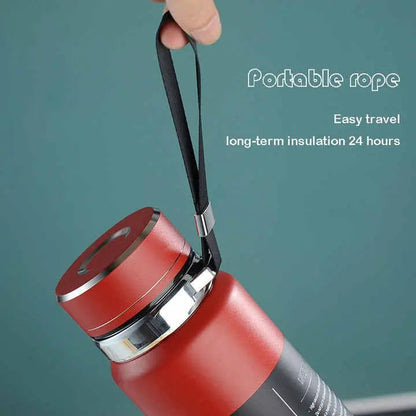 Heavy Duty Stainless Steel Vacuum Water Bottle With Portable Rope For Holding 800ml