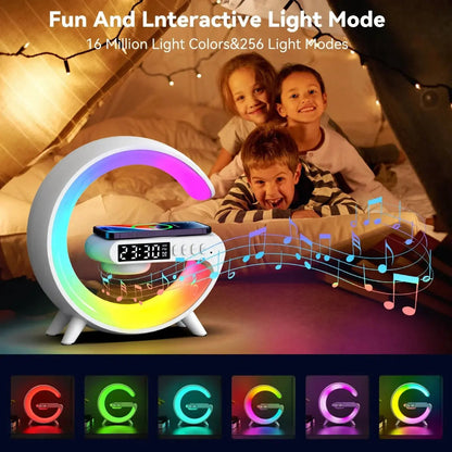Multifunctional Wireless 3 in 1 G Smart Station LED Night Light Touch Lamp Bluetooth Alarm with Music Sync