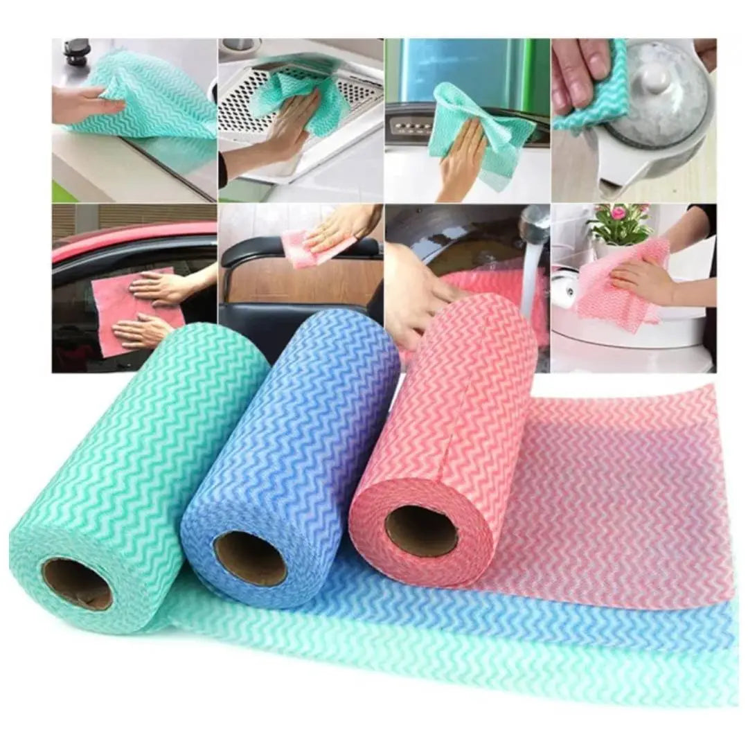Multipurpose Disposable Reusable Kitchen Wipe Cleaning Cloth Tissue 50 Pcs in Roll