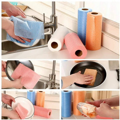 Multipurpose Disposable Reusable Kitchen Wipe Cleaning Cloth Tissue 50 Pcs in Roll