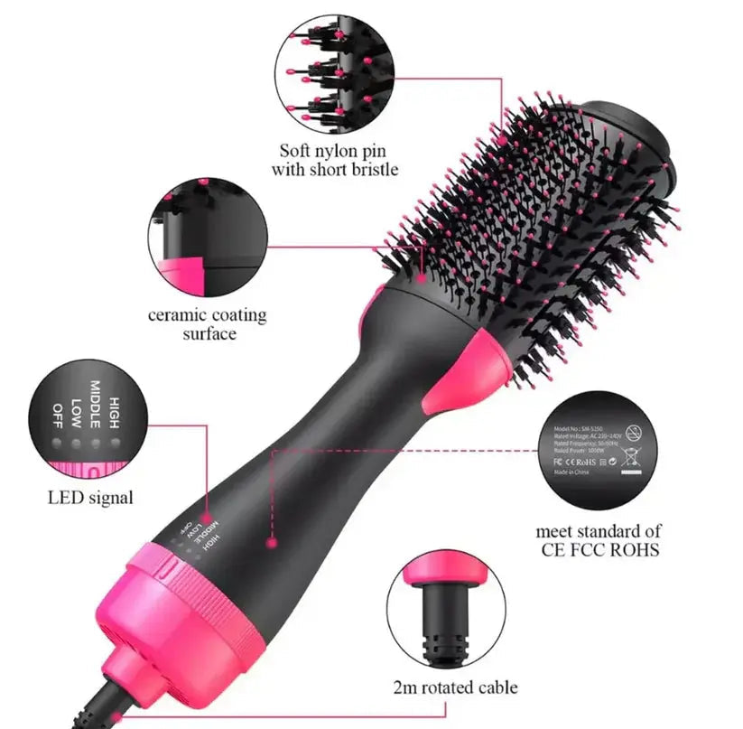 One-Step 3-in-1 Hot Air Brush & Hair Dryer, Volumizer & Styler mf gadgetshub