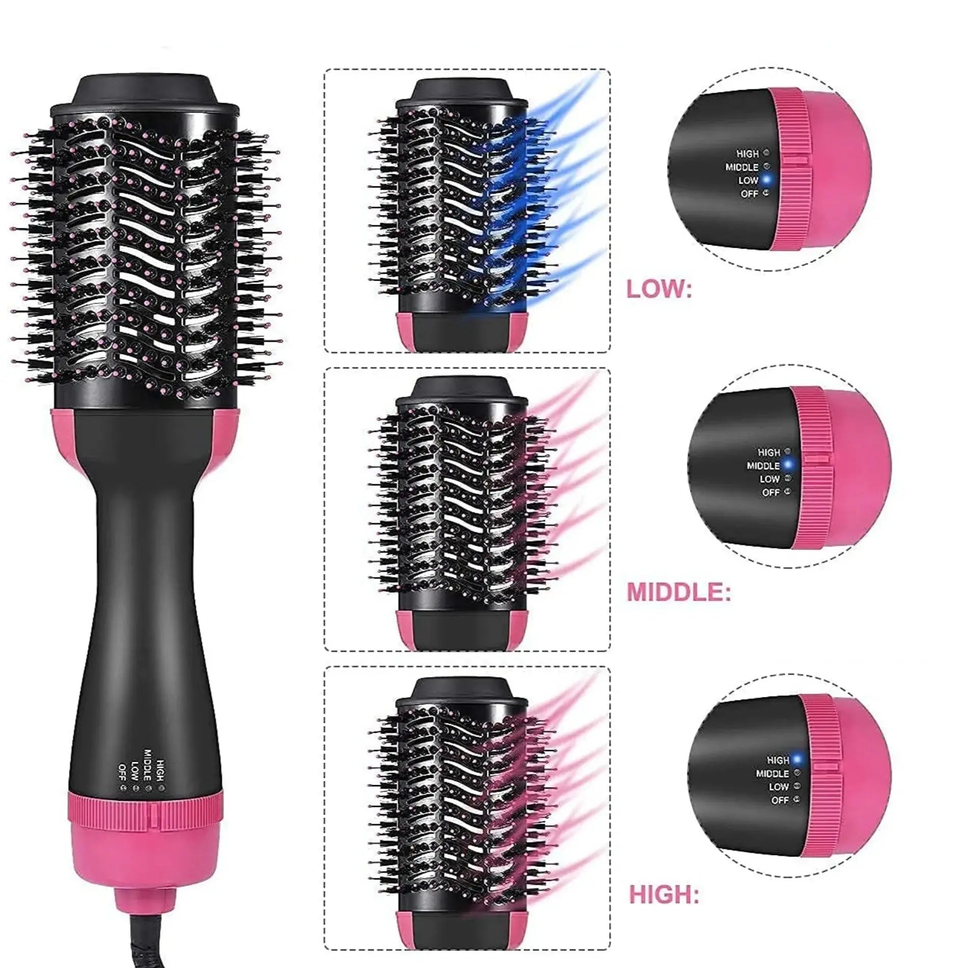 One-Step 3-in-1 Hot Air Brush & Hair Dryer, Volumizer & Styler mf gadgetshub