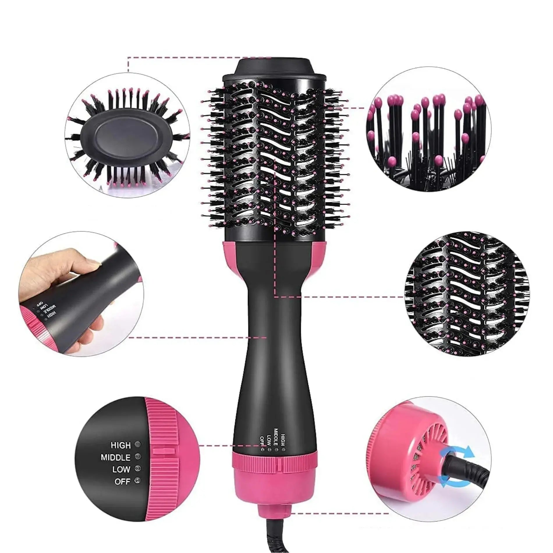 One-Step 3-in-1 Hot Air Brush & Hair Dryer, Volumizer & Styler mf gadgetshub