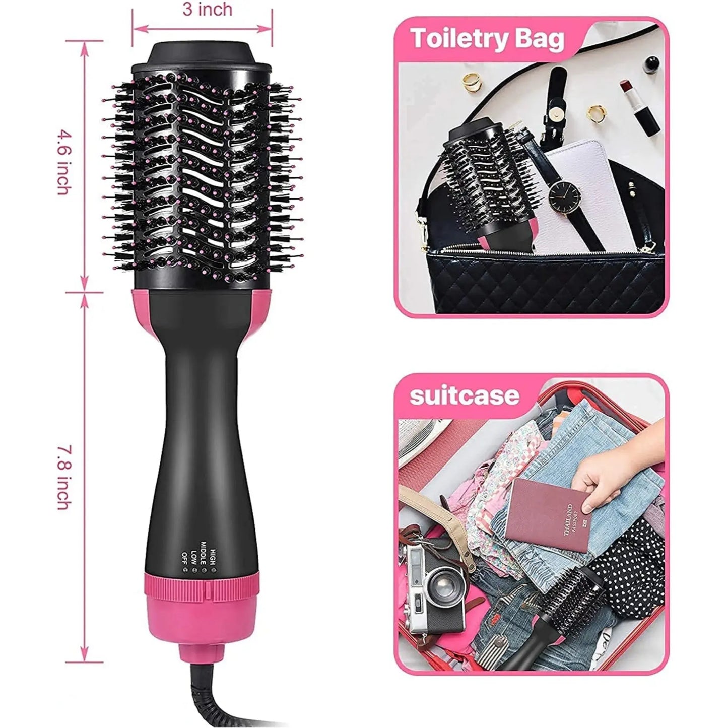 One-Step 3-in-1 Hot Air Brush & Hair Dryer, Volumizer & Styler mf gadgetshub