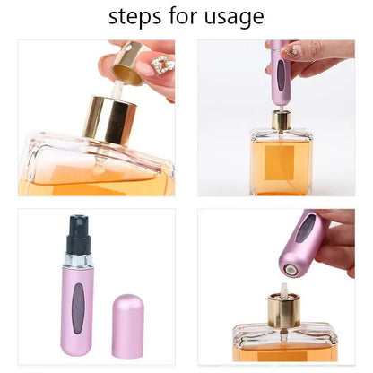 Pack of 5 Portable Mini Refillable Perfume Bottle With Spray.