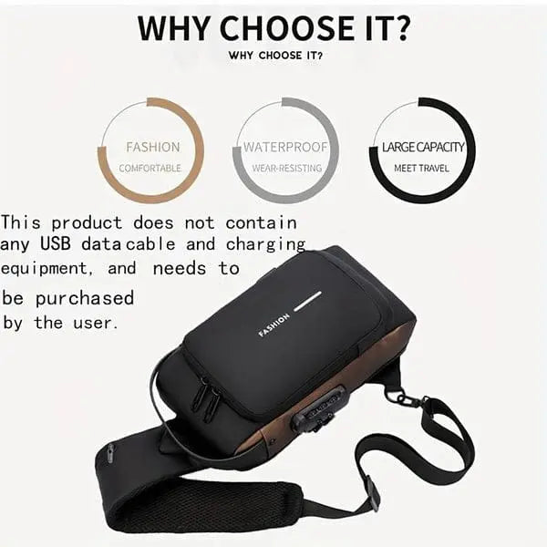 Smart Anti-Theft Crossbody Bag with USB Charging Port – Waterproof & Secure