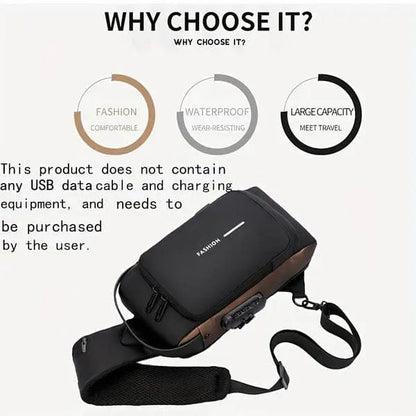 Smart Anti-Theft Crossbody Bag with USB Charging Port – Waterproof & Secure
