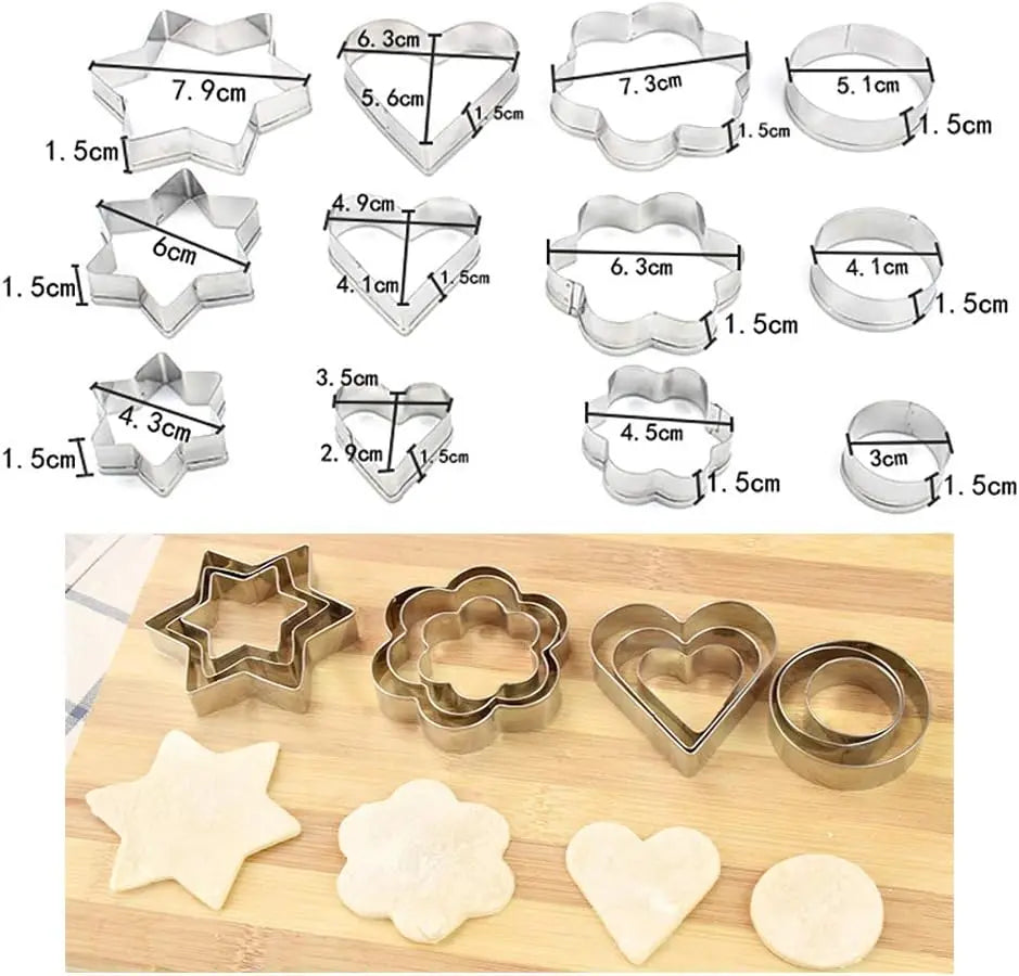 Stainless Steel Biscuit Cookie Cutter DIY Mold 12Pcs Set mf gadgetshub