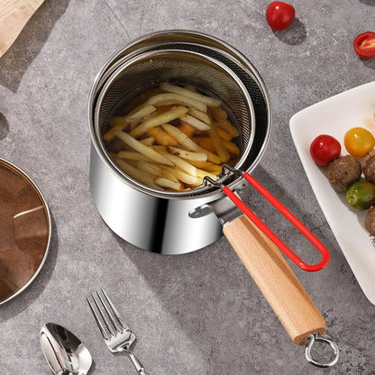 Stainless Steel Deep Frying Pot With Strainer