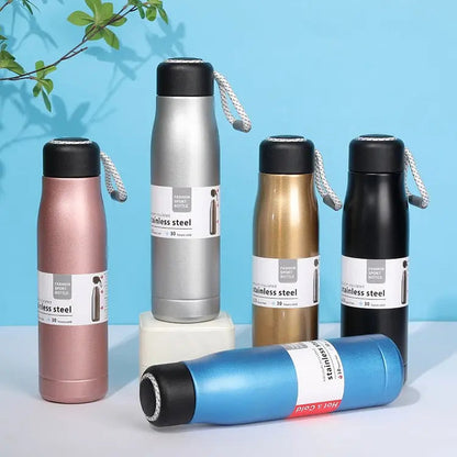 Stainless Steel Vacuum Flask Hanging Rope Water Bottle