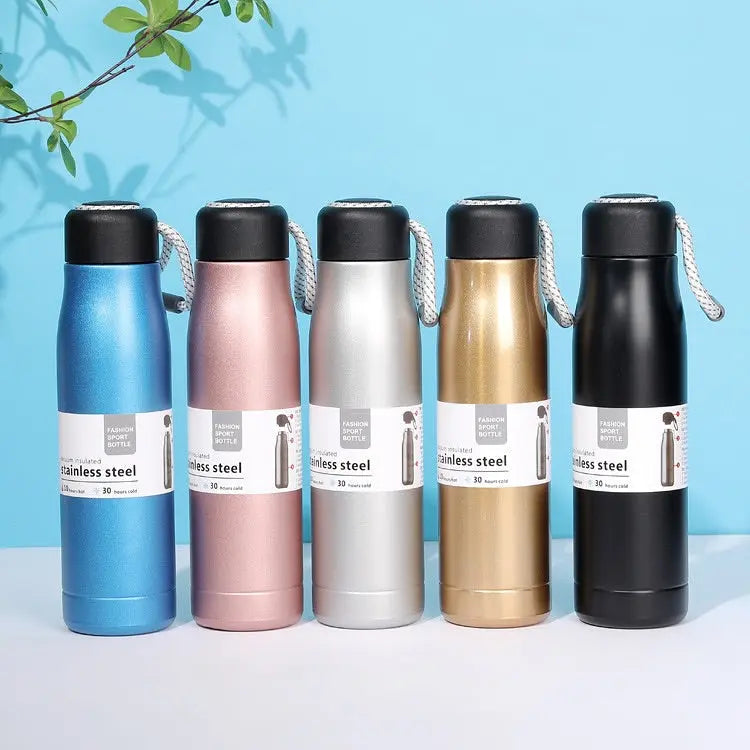 Stainless Steel Vacuum Flask Hanging Rope Water Bottle