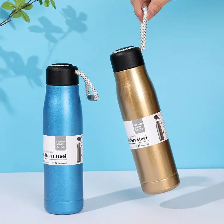 Stainless Steel Vacuum Flask Hanging Rope Water Bottle