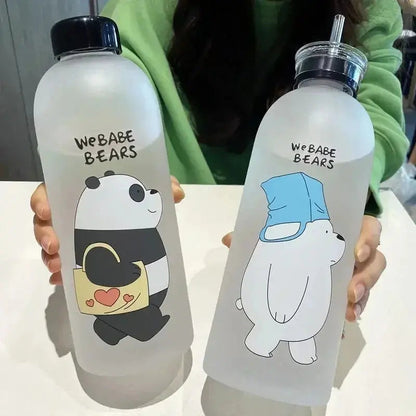 We Babe Bears Character Water Bottle With Double Cap Straw