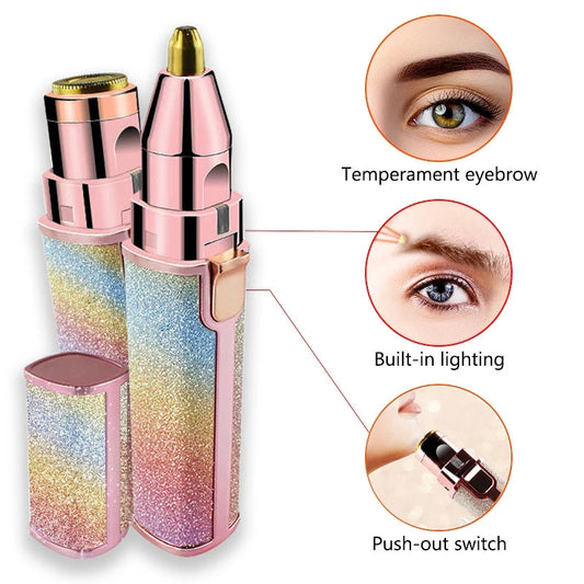 2 in 1 Electric Eyebrow Trimmer and Shaver Rechargeable Hair Remover