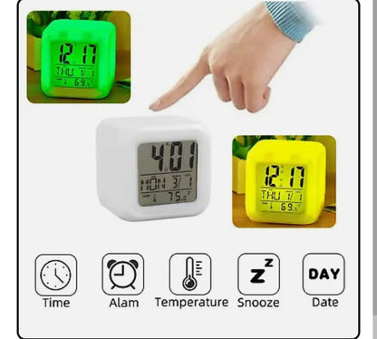Childrens Small Study Alarm Clock LED Change Digital Glowing Night Light for Bedroom