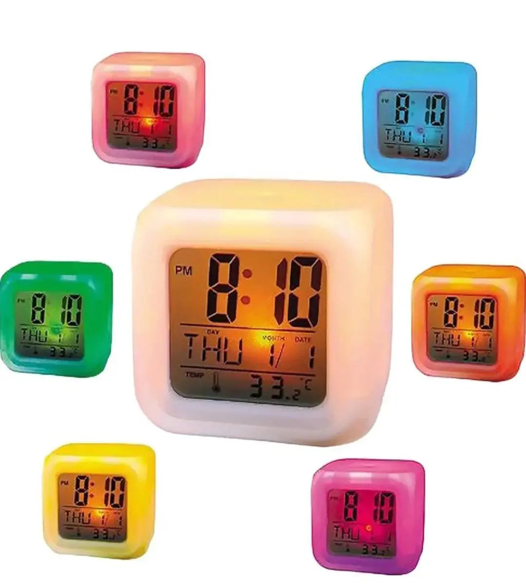 Childrens Small Study Alarm Clock LED Change Digital Glowing Night Light for Bedroom
