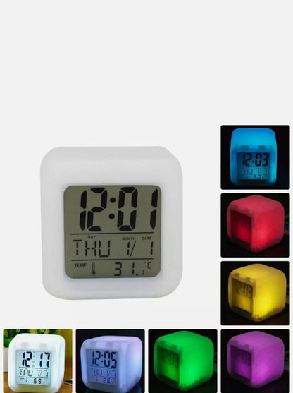 Childrens Small Study Alarm Clock LED Change Digital Glowing Night Light for Bedroom