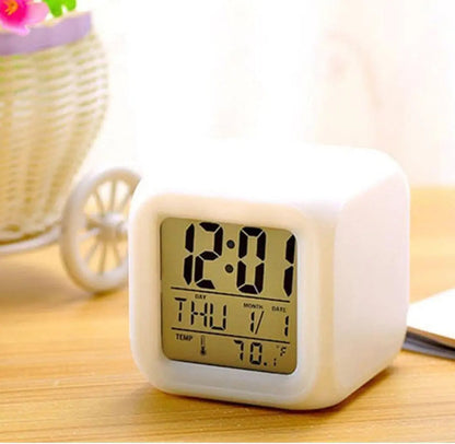 Childrens Small Study Alarm Clock LED Change Digital Glowing Night Light for Bedroom